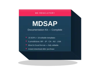 MDSAP Documentation Kit — 15 SOPs + 18 Templates for All 5 Jurisdictions (BR · JP · CA · AU · USA)